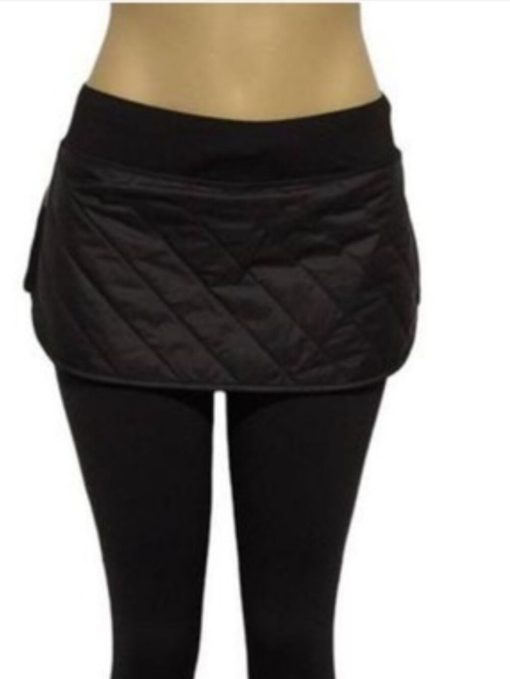 Lucy Black Quilted Skirted Leggings